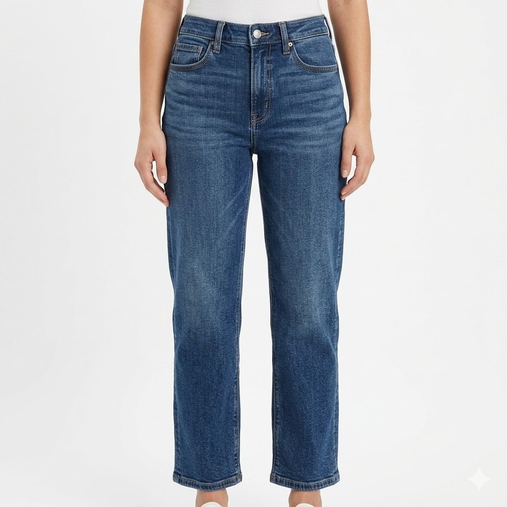 American Eagle Curvy Straight Stretch Jeans Women's 6 Short Blue Medium Wash